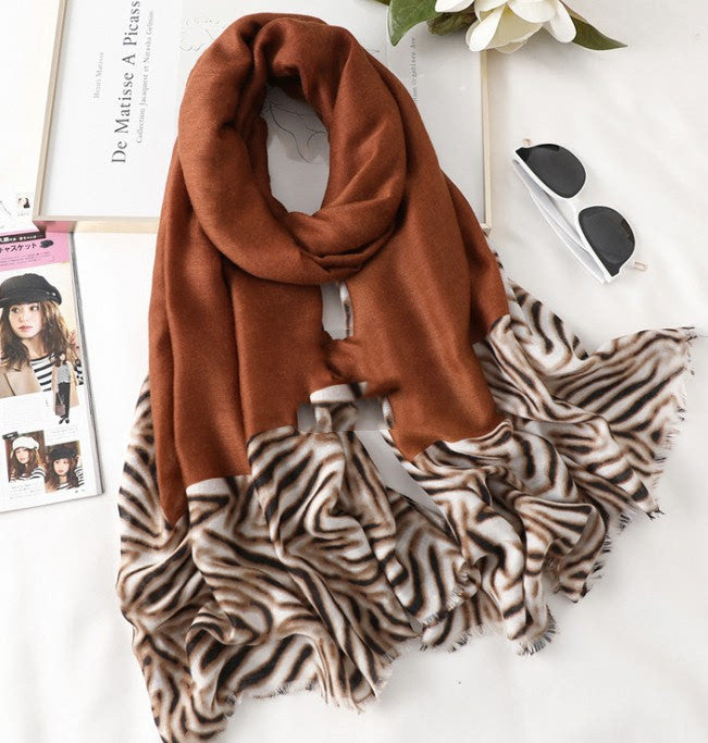 Savannah Veil Scarf 180 × 90 cm Lenço Algodão Animal Print Serenyah