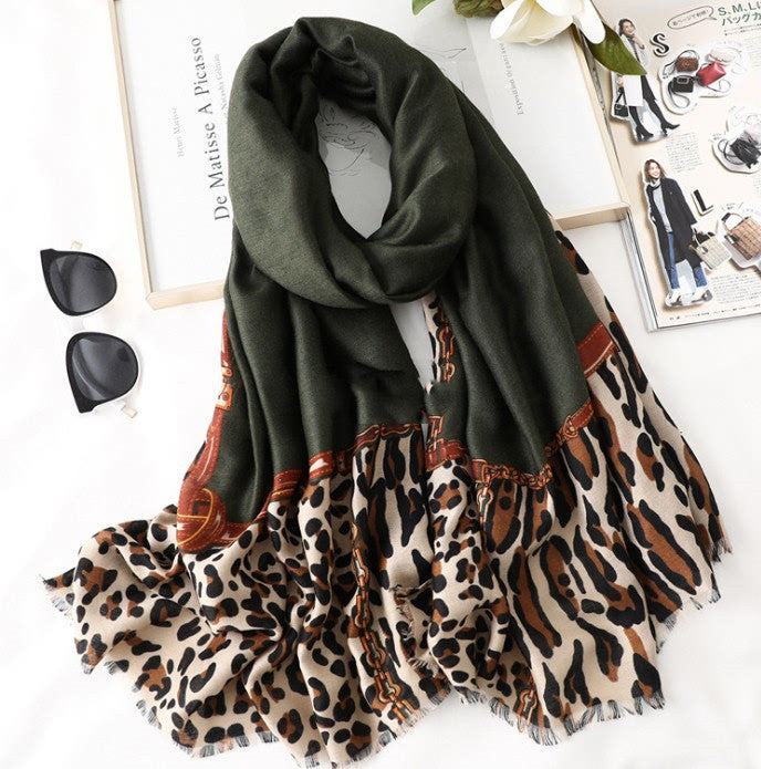 Savannah Veil Scarf 180 × 90 cm Lenço Algodão Animal Print Serenyah