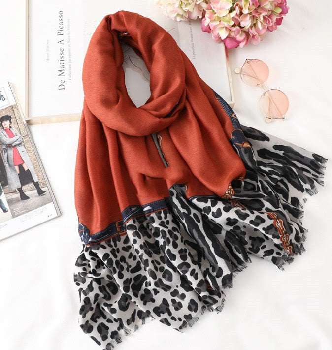 Savannah Veil Scarf 180 × 90 cm Lenço Algodão Animal Print Serenyah