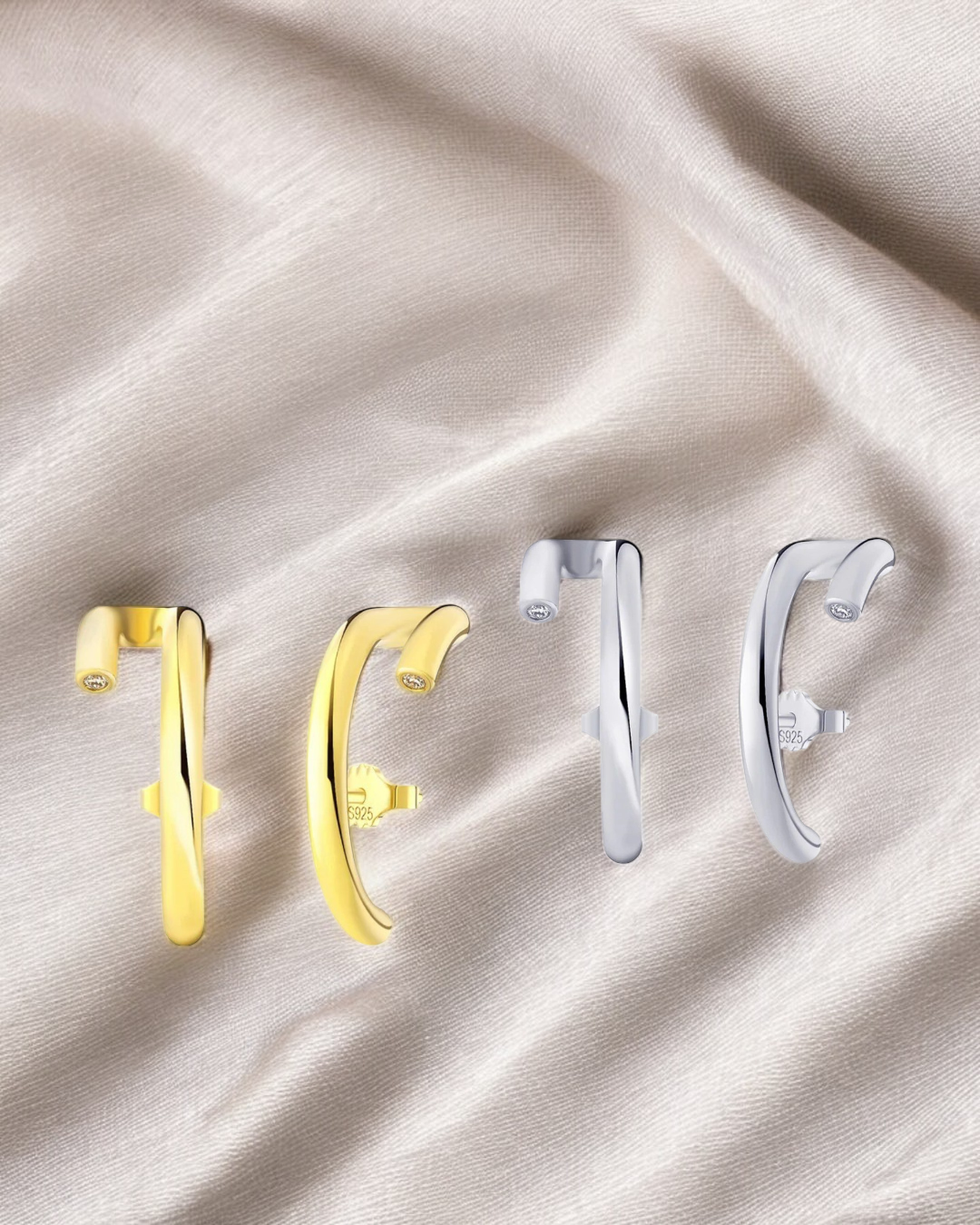 Milan Arc 925 Silver Earrings with 14K Gold Plated | Serenyah