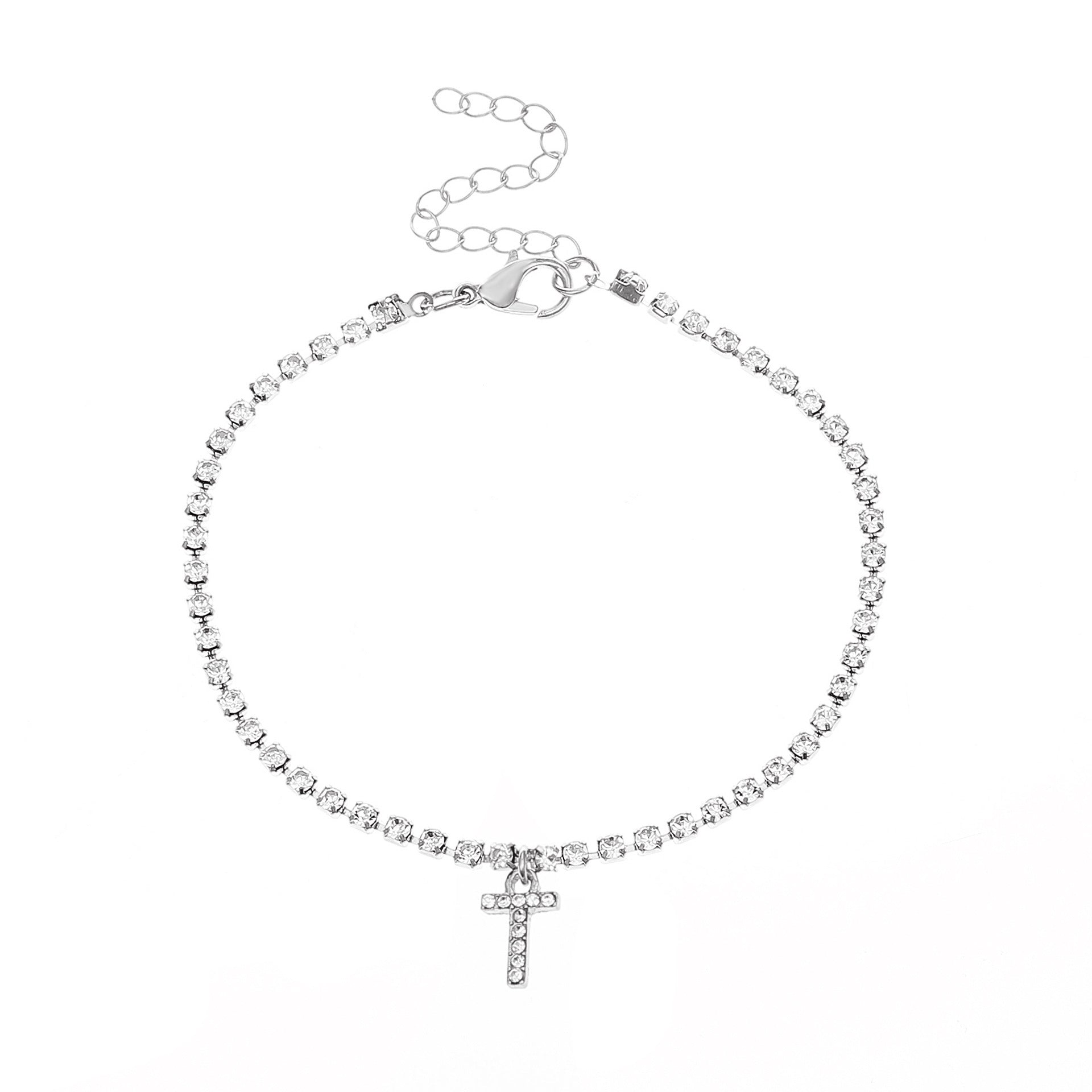 Initial Glow Letter Anklet with Zirconias Serenyah