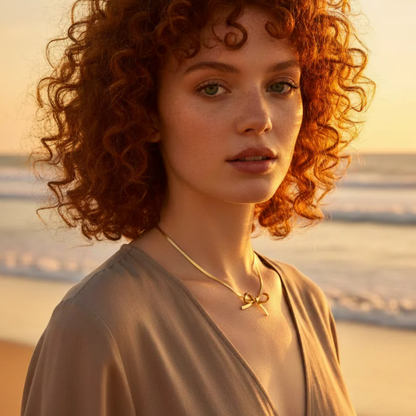 Bow Herringbone Choker Necklace — 18K Gold Plated & Steel Serenyah