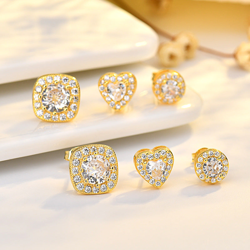 Chandelier Zirconia Earrings Trio | Serenyah Square Round Heart Set
