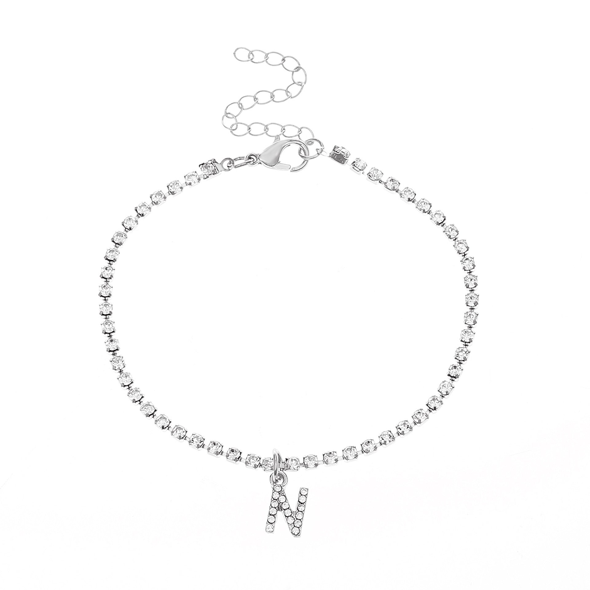 Initial Glow Letter Anklet with Zirconias Serenyah