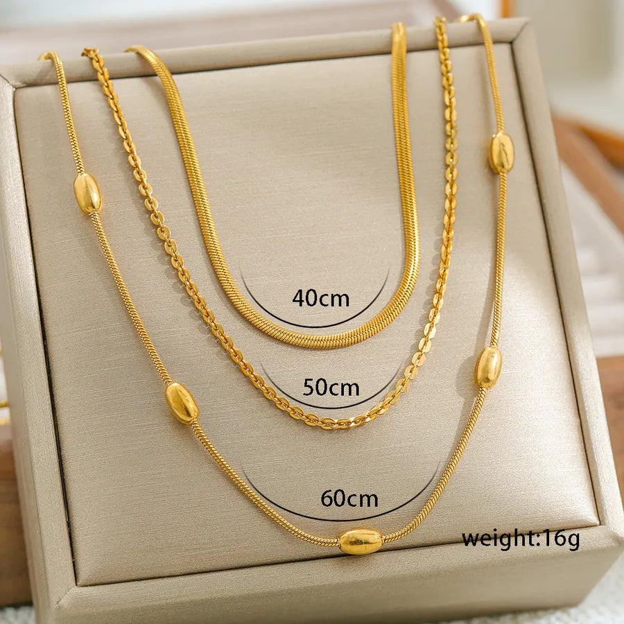 Set Collana a Catena Oro 3 Strati – Serpente Perlato & Cavo | Serenyah