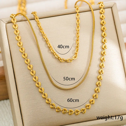 Set Collana a Catena Oro 3 Strati – Cuori, Serpente & Cavo | Serenyah