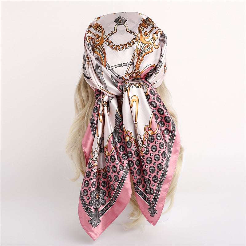 Capri Silk Scarf 90 cm Cetim Lenço Feminino Serenyah