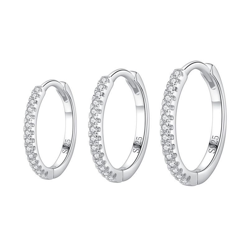 Pendientes de plata de ley 925 geométricos con circonita cúbica – Serenyah