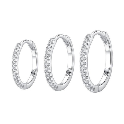 Pendientes de plata de ley 925 geométricos con circonita cúbica – Serenyah