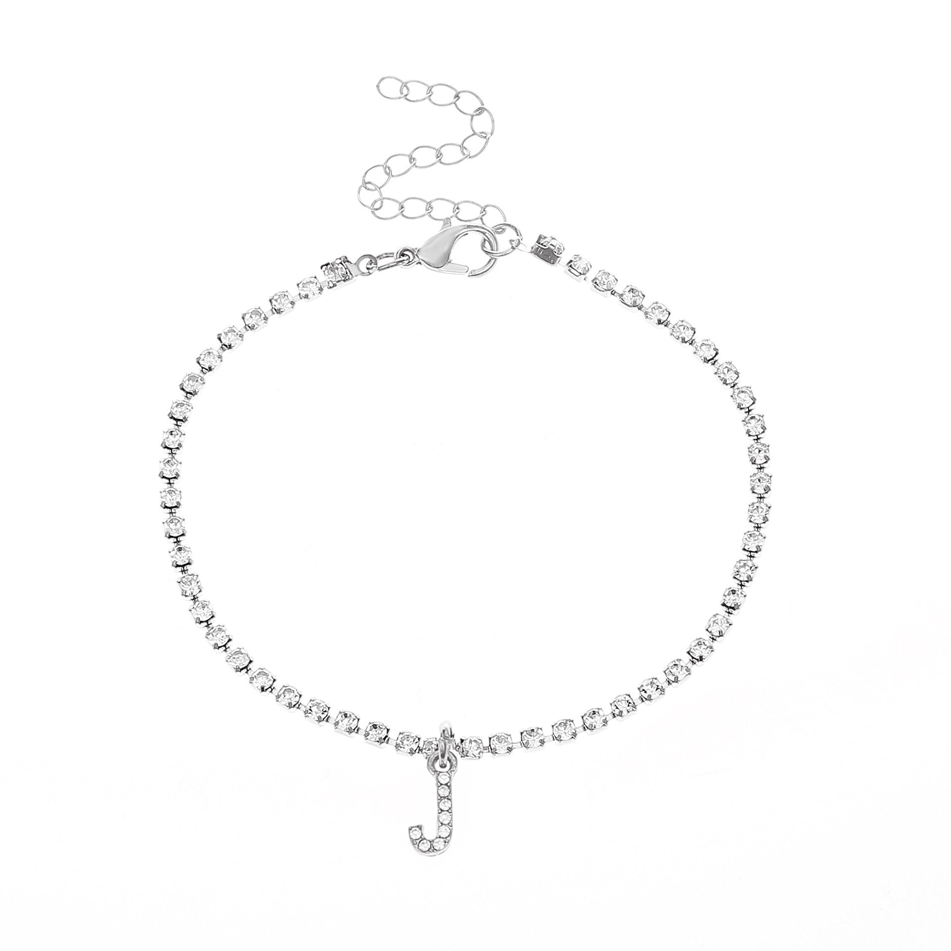 Initial Glow Letter Anklet with Zirconias Serenyah
