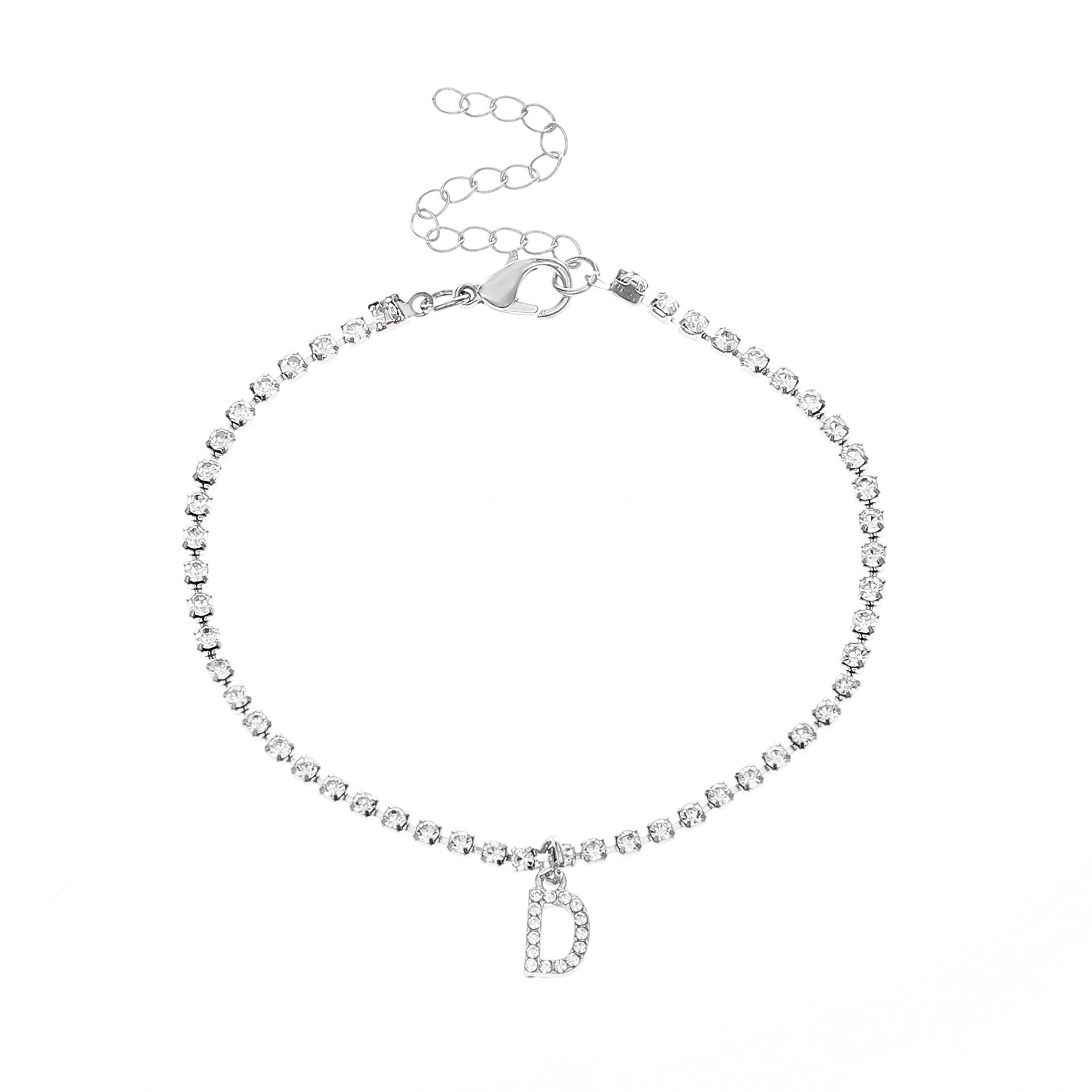 Initial Glow Letter Anklet with Zirconias Serenyah