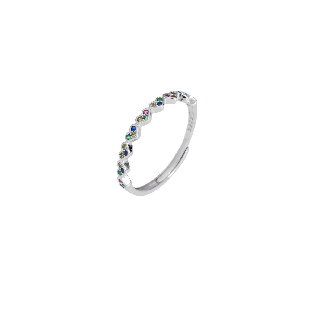 Verona Ring – 925 Silver Ring with Hearts and Stones