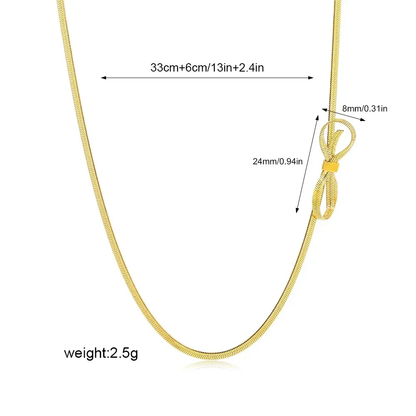 Bow Herringbone Choker Necklace — 18K Gold Plated & Steel Serenyah