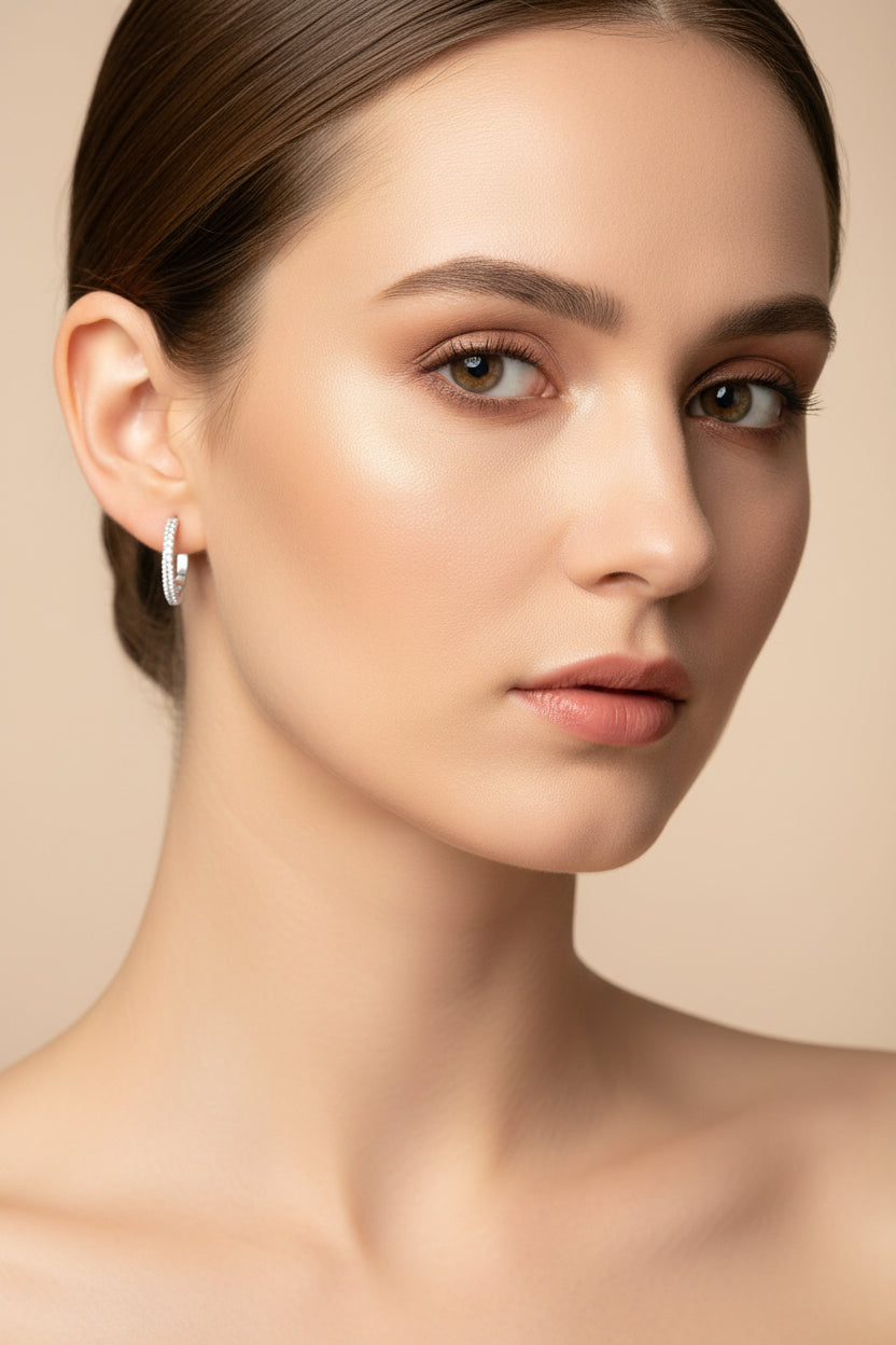 Brincos Geométricos em Prata 925 com Zircónias | Serenyah