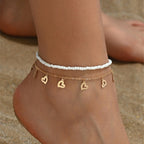 Seychelles Anklet Collection Women's anklet with heart pendants and crystals