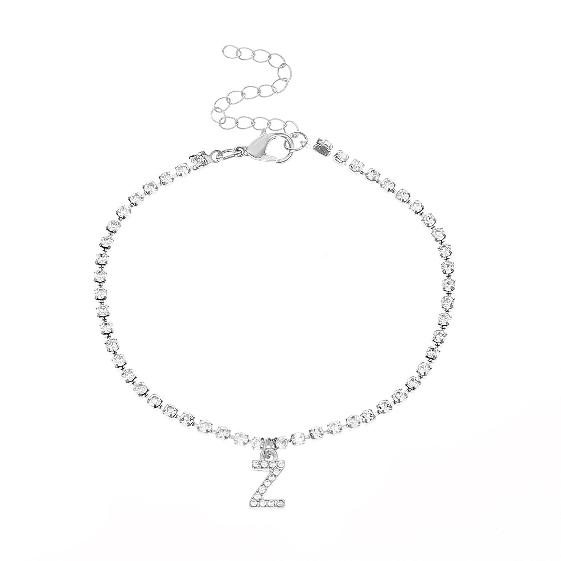 Initial Glow Letter Anklet with Zirconias Serenyah