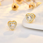 Lustre Trio Brincos de Zircônia | Conjunto Coração Quadrado Redondo Serenyah