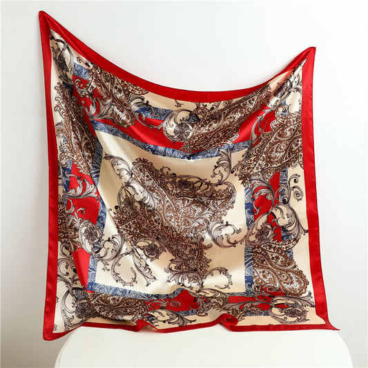 Capri Silk Scarf 90 cm Cetim Lenço Feminino Serenyah