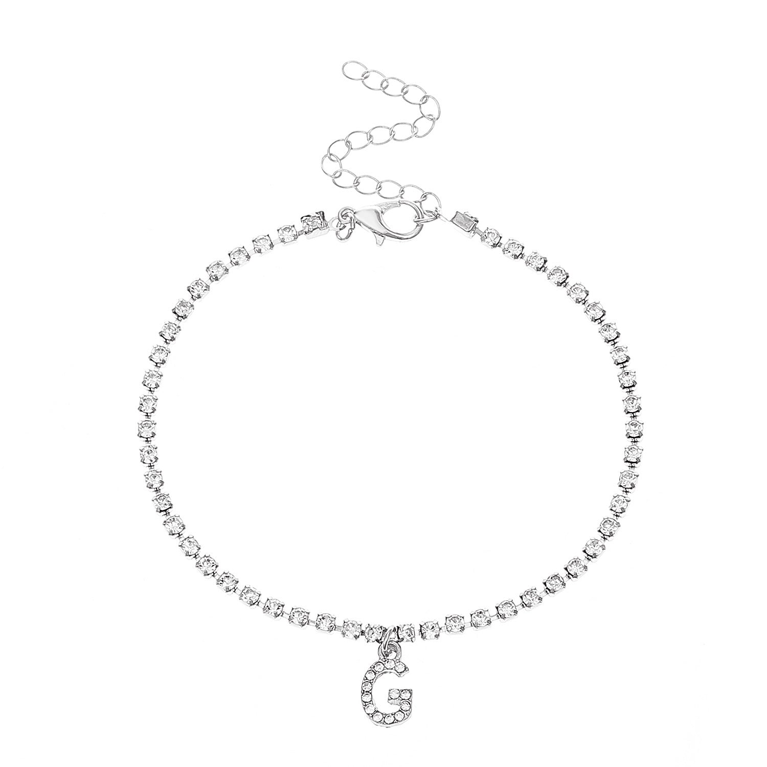 Initial Glow Letter Anklet with Zirconias Serenyah