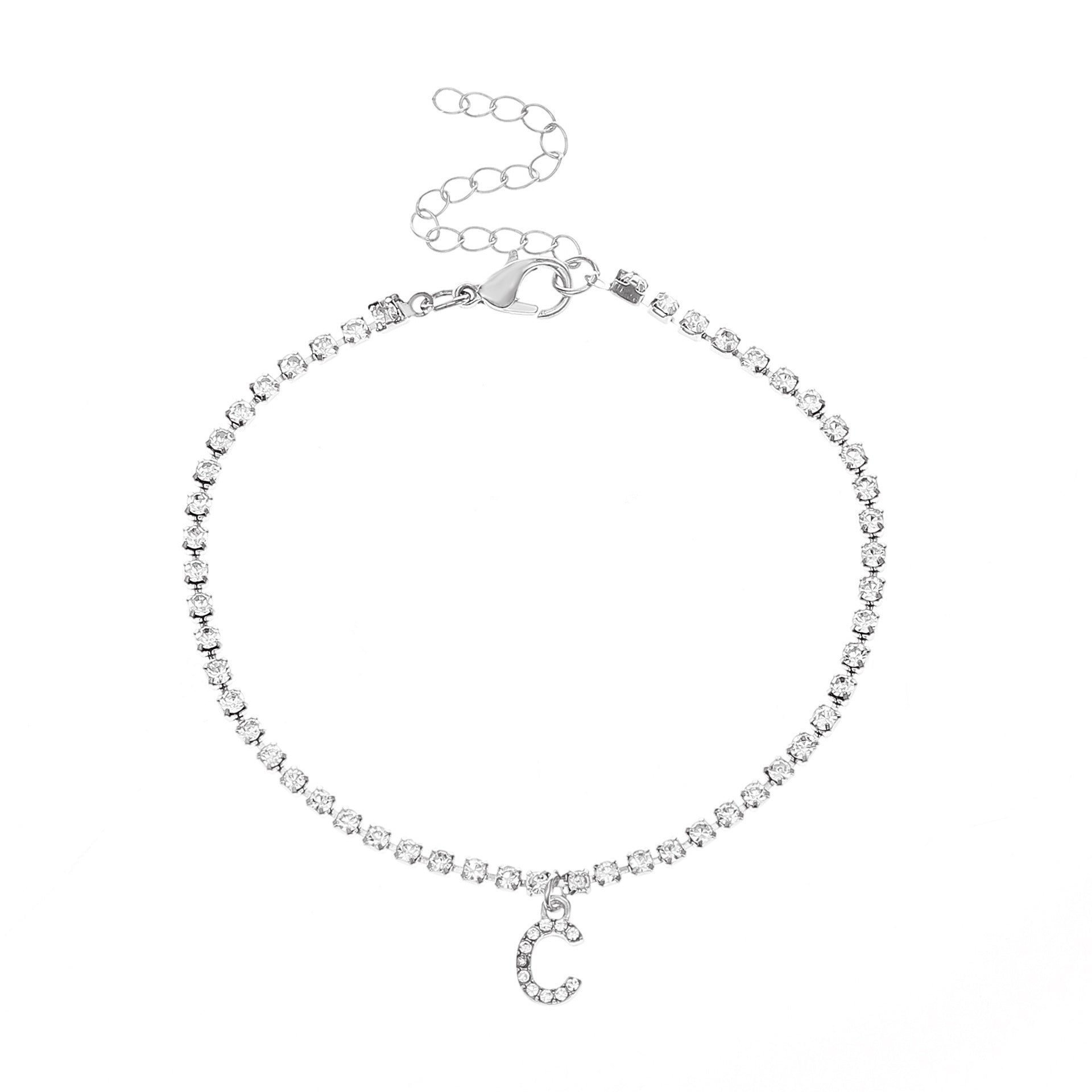 Initial Glow Letter Anklet with Zirconias Serenyah