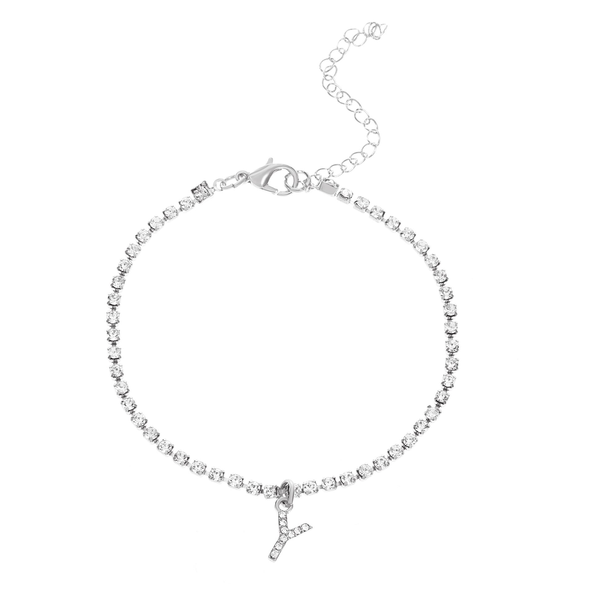 Initial Glow Letter Anklet with Zirconias Serenyah