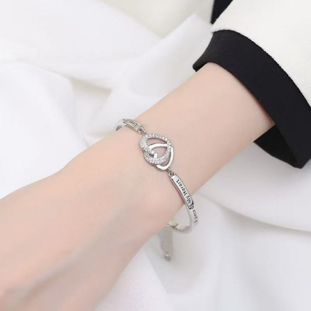 Heavenly Grace – Double Heart Zirconia Bracelet for Women | Rose Gold & Silver | Serenyah