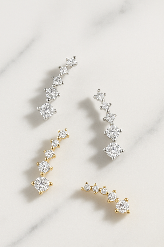 Rivoli Arc Ear‑Climber Brincos Femininos Prata 925 e Zircônia Serenyah