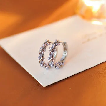 Élysée Earrings – Irregular Pearl Hoop Earrings | Gold & Rose Gold | Boho Chic | Serenyah