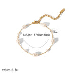 Pearl Bead Bracelet with Stars and Hearts in Gold Stainless Steel