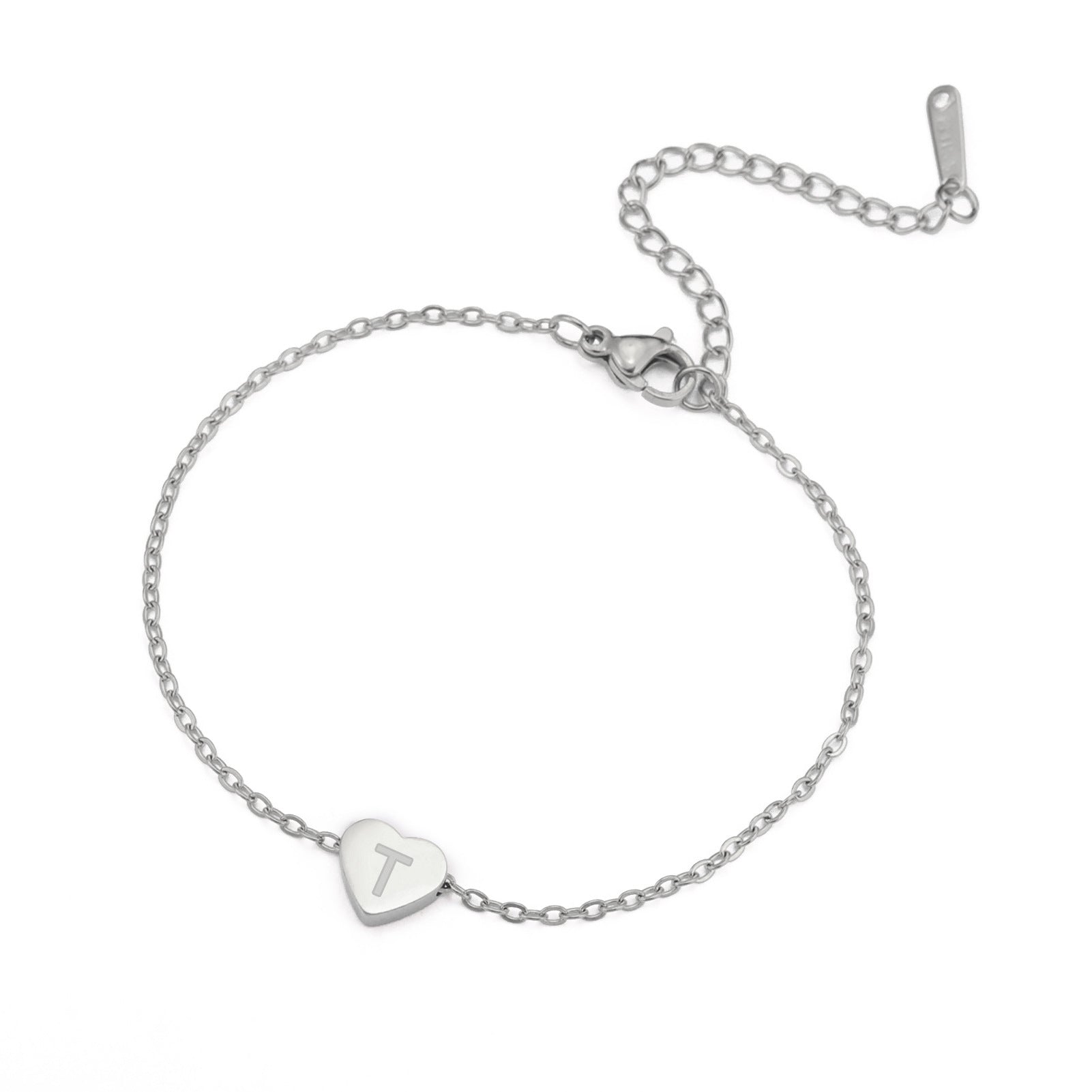 Lettera Cuore Bracelet with Engraved Initial in Gold or Silver Serenyah