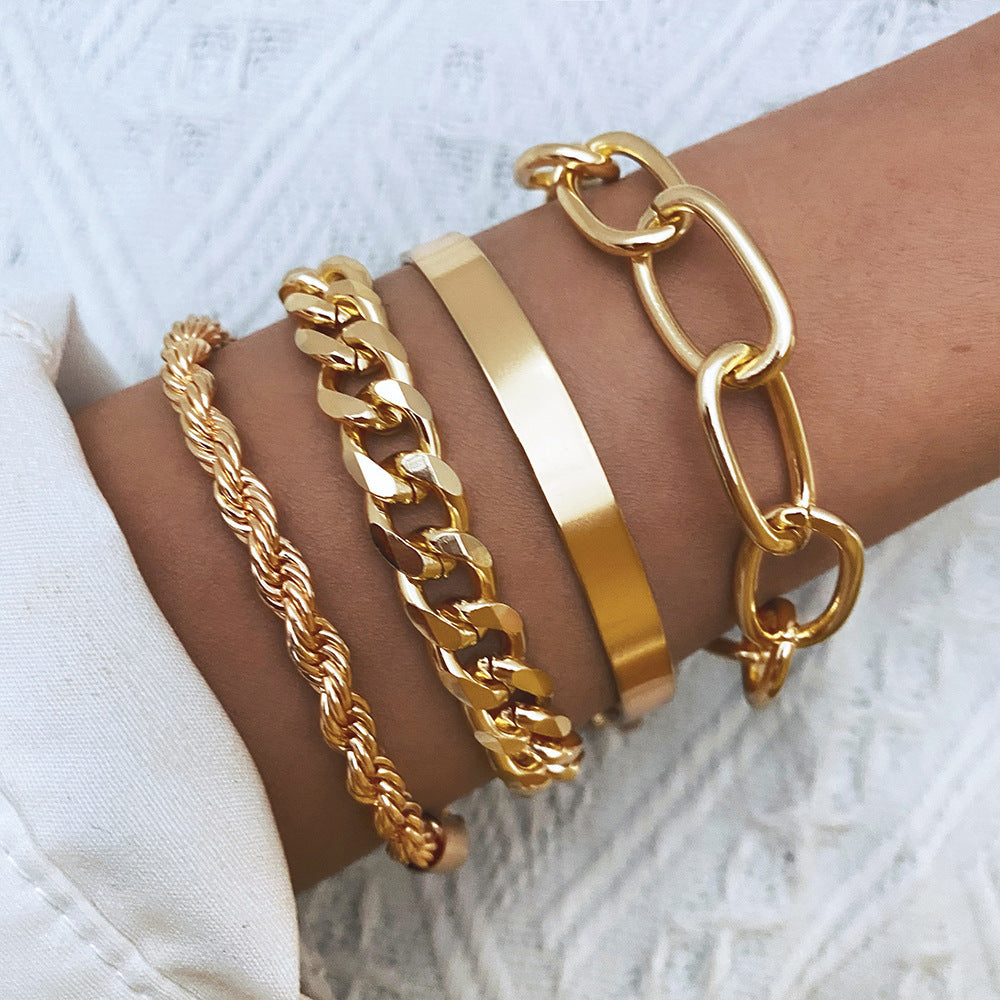Vera Catena – Juego de Pulseras de Cadena en Capas | Juego de 3 o 4 Piezas de Oro y Plata | Serenyah
