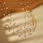 Pearl Bead Bracelet with Stars and Hearts in Gold Stainless Steel