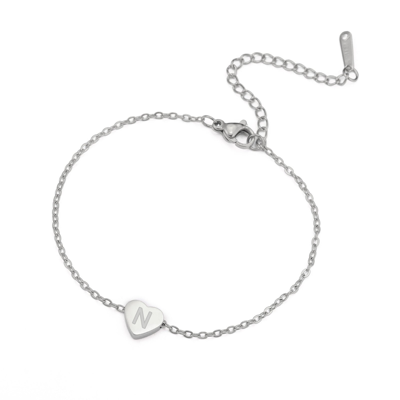 Lettera Cuore Bracelet with Engraved Initial in Gold or Silver Serenyah