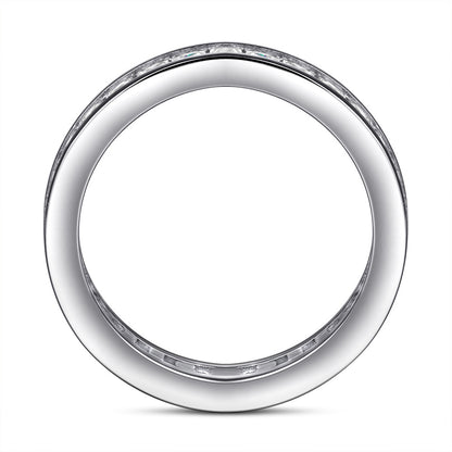 Anillo Liora – Anillo de banda plana de plata de ley 925 con línea de microcirconitas | Lujo minimalista