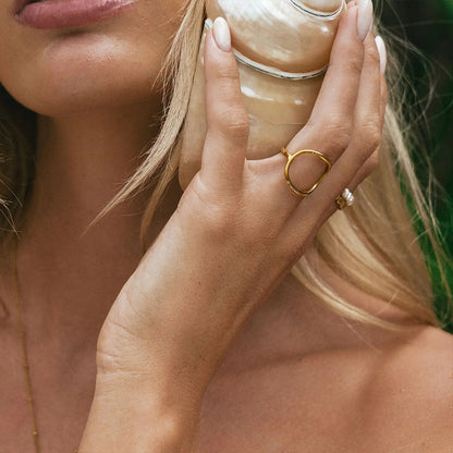 Aluna Ring – Gold-Plated Organic Open Ring | Minimalist Sculptural Jewelry for Women