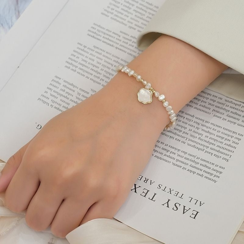 Perla Nuvola - Necklace and Bracelet Set with Natural Pearls and Serenyah Mother of Pearl