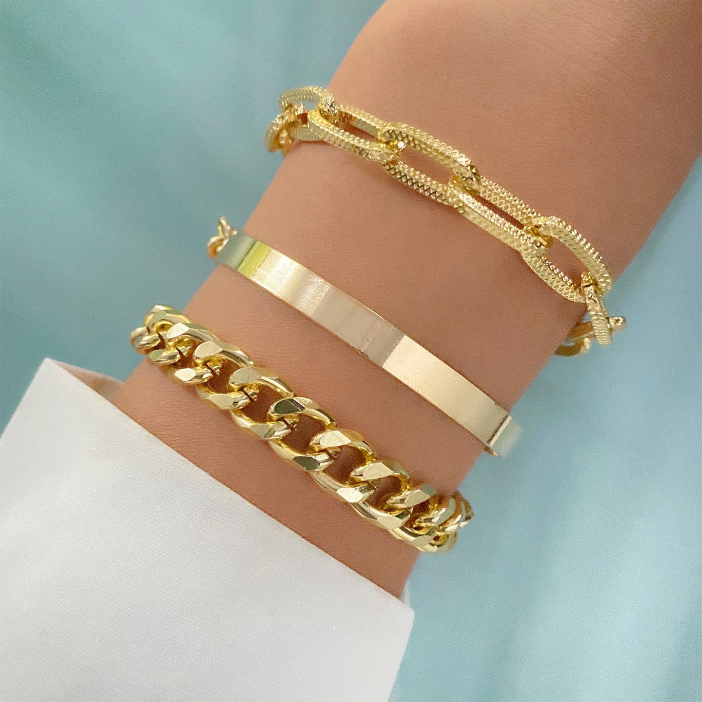 Vera Catena – Juego de Pulseras de Cadena en Capas | Juego de 3 o 4 Piezas de Oro y Plata | Serenyah