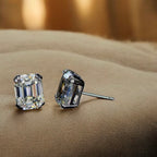 Vienna Studs - Stud Earring in 925 Silver with Emerald Style Cut Stone | Serenyah