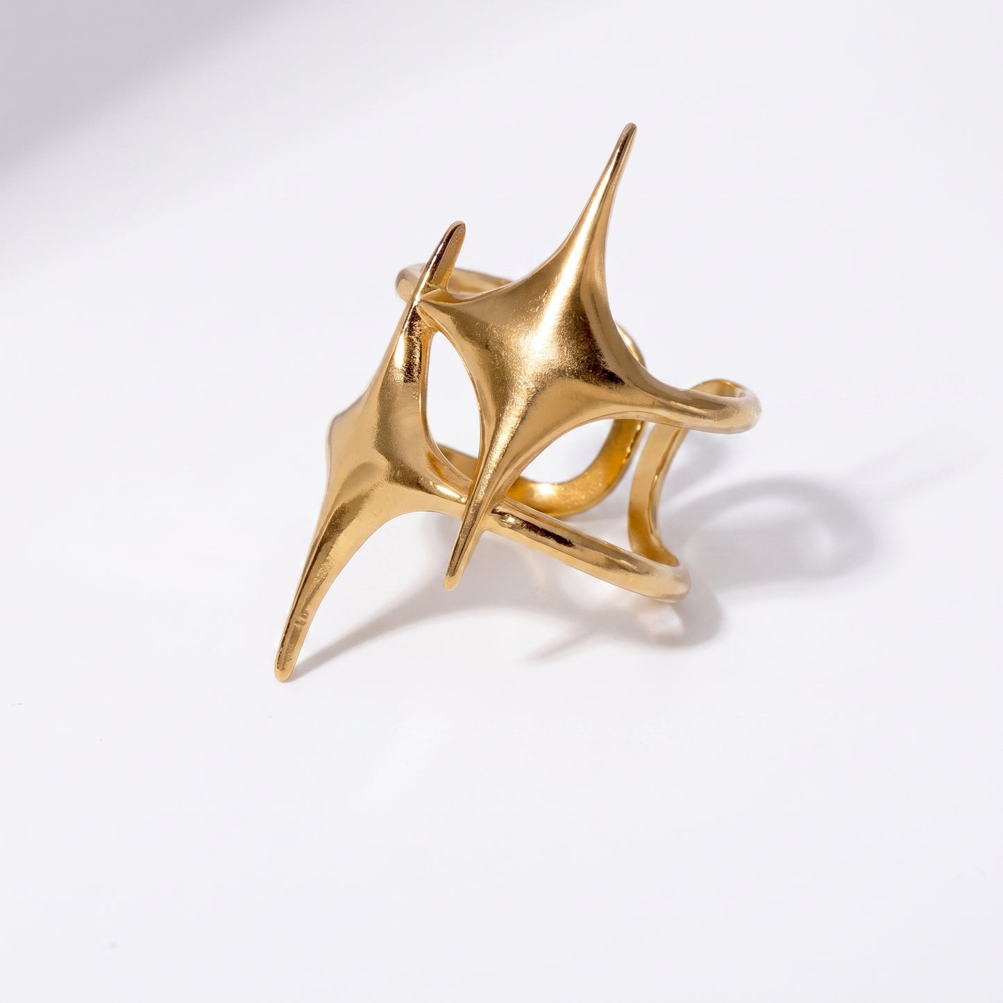 Spiky Star Cluster Retro Open Ring (18K Gold Plated) | Serenyah