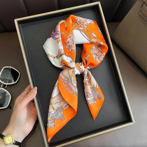 Silk-Touch Square Scarf Plaid Print Serenyah