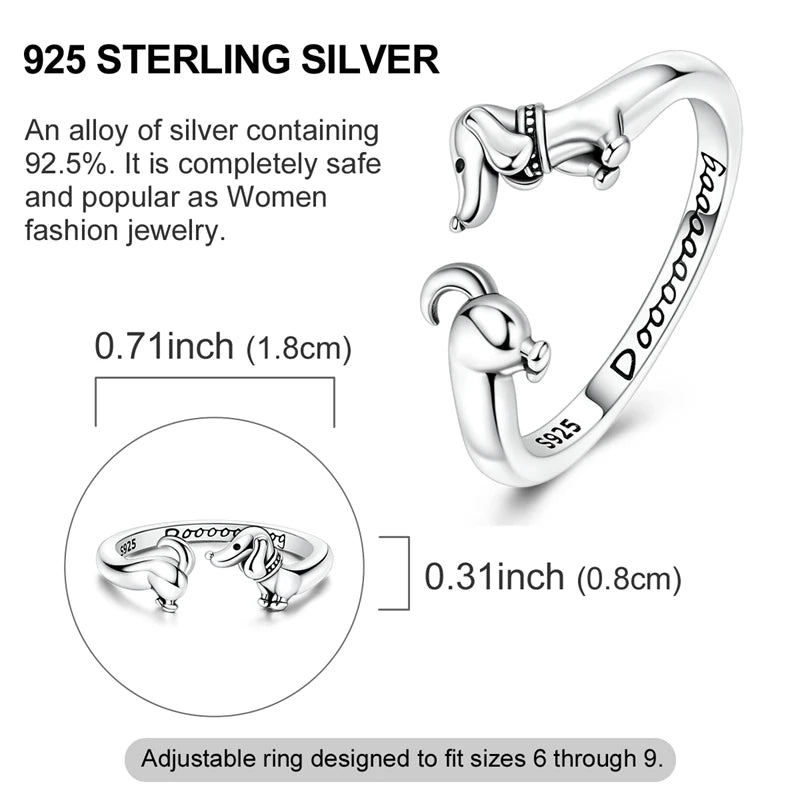 Dachshund Open Ring | Sterling Silver 925 Serenyah