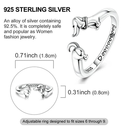 Dachshund Open Ring | Sterling Silver 925 Serenyah