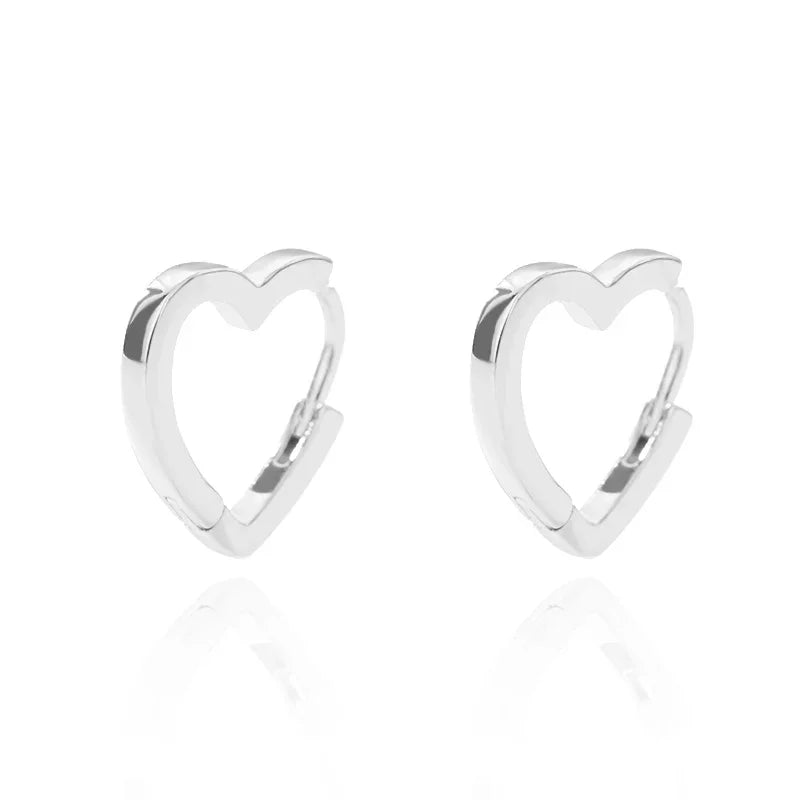 Open Heart Hoop Earrings | Silver Stainless Steel Serenyah