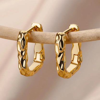 Organic Molten Open Stud Earrings | Gold-Plated Stainless Steel Serenyah