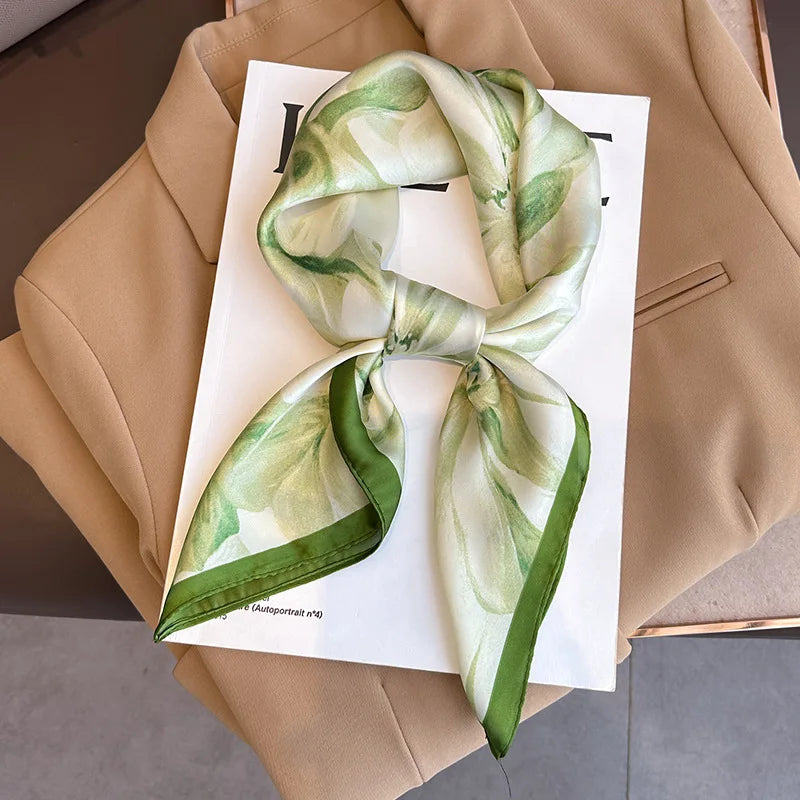 Silk-Touch Square Scarf Plaid Print Serenyah