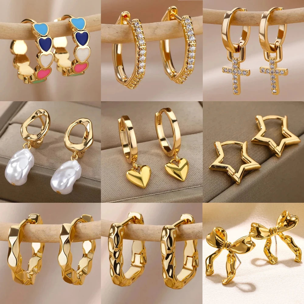 Organic Molten Open Stud Earrings | Gold-Plated Stainless Steel Serenyah