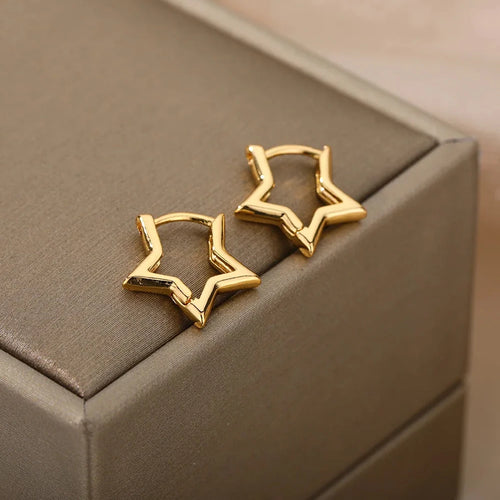 Open Star Hoop Earrings | Gold-Plated Stainless Steel Serenyah