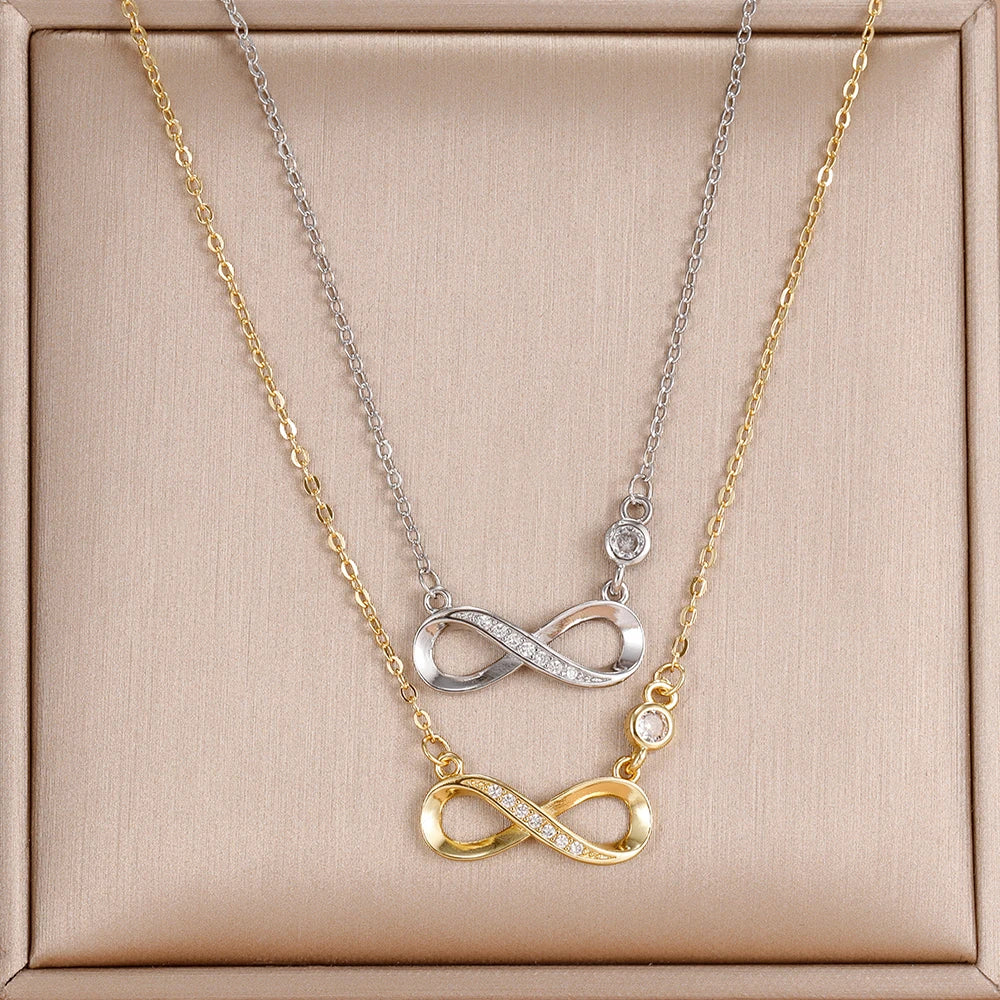 Colar Infinito em Aço Inoxidável com Zircónia