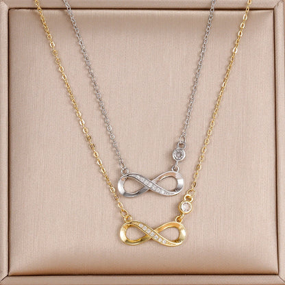 Colar Infinito em Aço Inoxidável com Zircónia