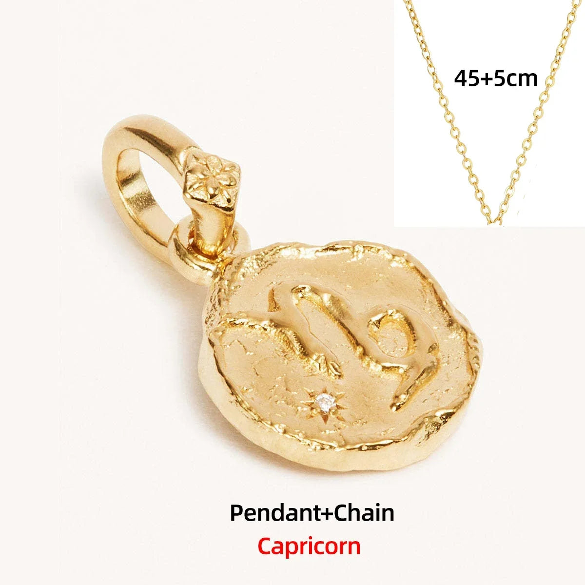 Zodiac Coin Pendant Necklace | All 12 Signs | Gold-Plated Stainless Steel Serenyah